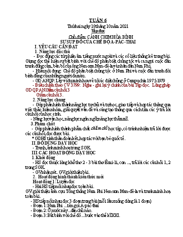 Kế hoạch bài dạy Tiếng Việt + Toán 5 - Tuần 6 - Năm học 2021-2022 - Phạm Thị Hương Giang