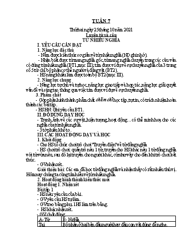 Kế hoạch bài dạy Tiếng Việt + Toán 5 - Tuần 7 - Năm học 2021-2022 - Phan Thị Hồng Thương