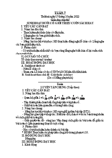 Kế hoạch bài dạy Tiếng Việt + Toán 5 - Tuần 7 - Năm học 2022-2023 - Phan Thị Hồng Thương