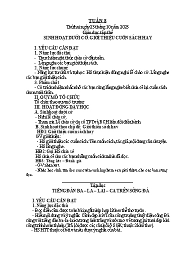 Kế hoạch bài dạy Tiếng Việt + Toán 5 - Tuần 8 - Năm học 2023-2024 - Phan Thị Hồng Thương
