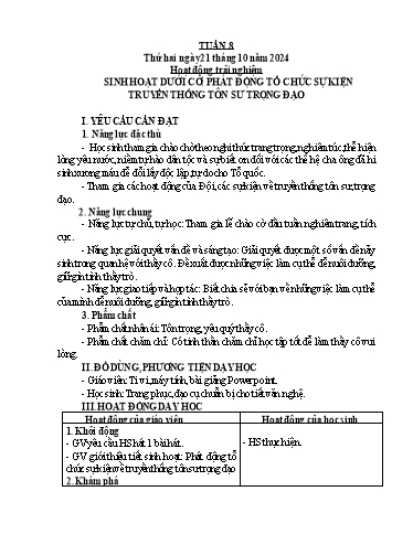 Kế hoạch bài dạy Tiếng Việt + Toán 5 - Tuần 8 - Năm học 2024-2025 - Phan Thị Hồng Thương