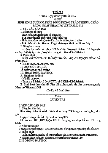 Kế hoạch bài dạy Tiếng Việt + Toán 5 - Tuần 9 - Năm học 2022-2023 - Phan Thị Hồng Thương