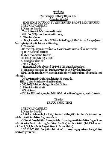 Kế hoạch bài dạy Tiếng Việt + Toán 5 - Tuần 9 - Năm học 2023-2024 - Phan Thị Hồng Thương