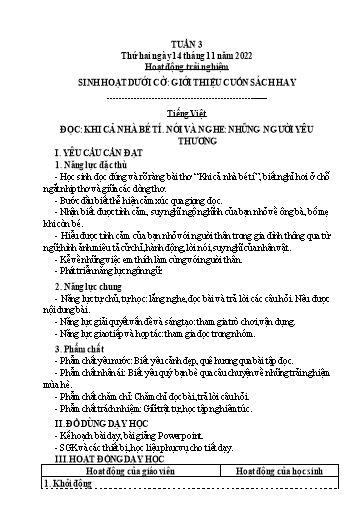 Kế hoạch bài dạy Tiếng Việt + Toán Lớp 3 (Kết nối tri thức) - Tuần 3 - Năm học 2022-2023 - Hà Thị Hiên