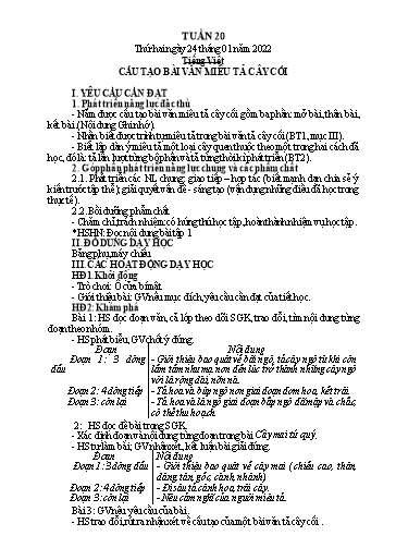 Kế hoạch bài dạy Tiếng Việt + Toán Lớp 4 - Tuần 20 - Năm học 2021-2022 - Phan Đình Khôi
