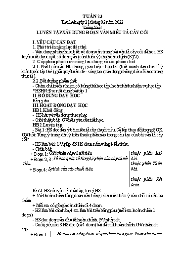 Kế hoạch bài dạy Tiếng Việt + Toán Lớp 4 - Tuần 23 - Năm học 2021-2022 - Phan Đình Khôi