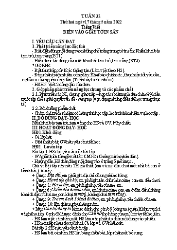 Kế hoạch bài dạy Tiếng Việt + Toán lớp 4 - Tuần 32 - Năm học 2021-2022 - Phan Đình Khôi