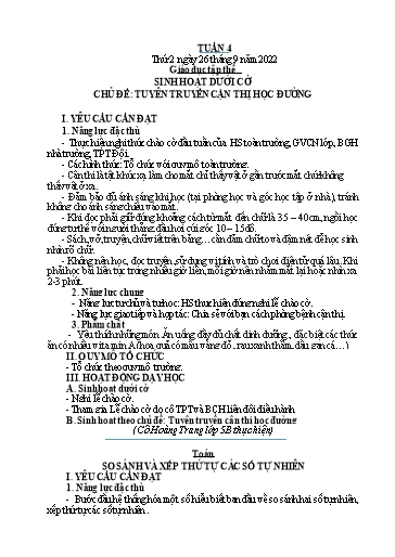 Kế hoạch bài dạy Tiếng Việt + Toán Lớp 4 - Tuần 4 - Năm học 2022-2023 - Phạm Thị Hương Giang