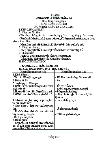 Kế hoạch bài dạy Tiếng Việt + Toán Lớp 4 - Tuần 6 - Năm học 2023-2024 - Phạm Thị Hương Giang