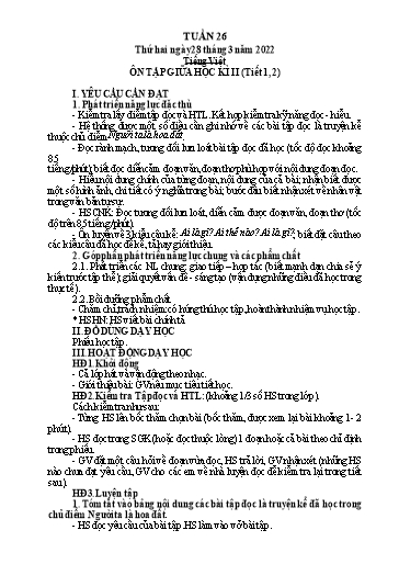 Kế hoạch bài dạy Tiếng Việt + Toán Lớp 5 - Tuần 26 - Năm học 2021-2022 - Phan Đình Khôi