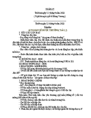 Kế hoạch bài dạy Toán + Tiếng Việt 1 (Kết nối tri thức) - Tuần 27 - Năm học 2021-2022 - Dương Thị Nga