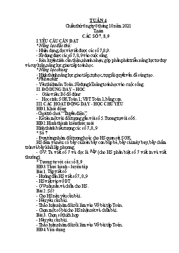 Kế hoạch bài dạy Toán + Tiếng Việt 1 - Năm học 2021-2022 - Phan Thị Tú Oanh