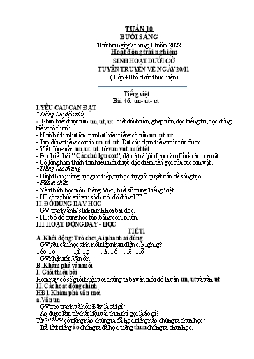 Kế hoạch bài dạy Toán + Tiếng Việt 1 - Tuần 10 - Năm học 2022-2023 - Phan Thị Tú Oanh