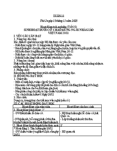 Kế hoạch bài dạy Toán + Tiếng Việt 1 - Tuần 11 - Năm học 2023-2024 - Phan Thị Tú Oanh