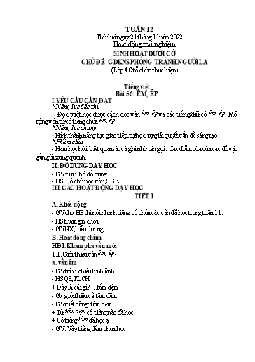 Kế hoạch bài dạy Toán + Tiếng Việt 1 - Tuần 12 - Năm học 2022-2023 - Phan Thị Tú Oanh