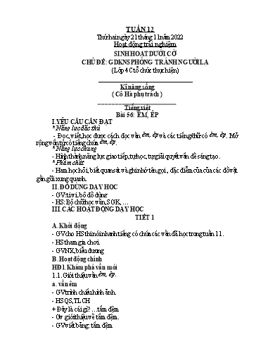 Kế hoạch bài dạy Toán + Tiếng Việt 1 - Tuần 12 - Năm học 2022-2023 - Phan Thị Minh Thư