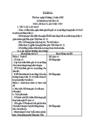 Kế hoạch bài dạy Toán + Tiếng Việt 1 - Tuần 12 - Năm học 2023-2024 - Phan Thị Tú Oanh