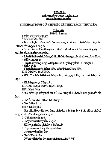 Kế hoạch bài dạy Toán + Tiếng Việt 1 - Tuần 14 - Năm học 2022-2023 - Phan Thị Tú Oanh