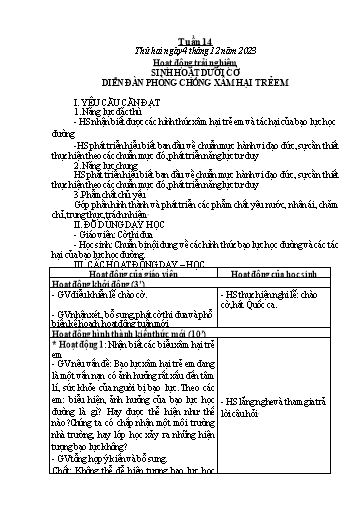 Kế hoạch bài dạy Toán + Tiếng Việt 1 - Tuần 14 - Năm học 2023-2024 - Phan Thị Minh Thư