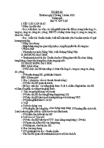 Kế hoạch bài dạy Toán + Tiếng Việt 1 - Tuần 15 - Năm học 2021-2022 - Phan Thị Tú Oanh