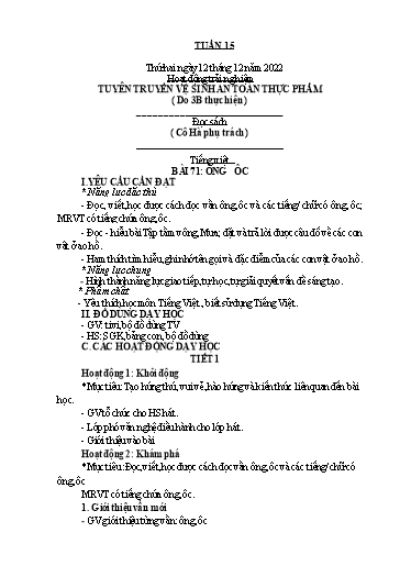 Kế hoạch bài dạy Toán + Tiếng Việt 1 - Tuần 15 - Năm học 2022-2023 - Phan Thị Minh Thư
