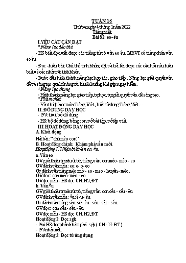 Kế hoạch bài dạy Toán + Tiếng Việt 1 - Tuần 16 - Năm học 2021-2022 - Phan Thị Tú Oanh