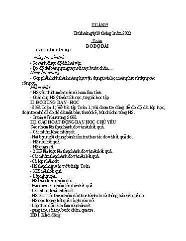 Kế hoạch bài dạy Toán + Tiếng Việt 1 - Tuần 17 - Năm học 2021-2022 - Phan Thị Tú Oanh