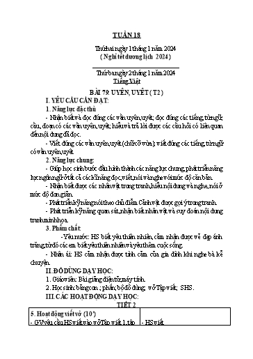 Kế hoạch bài dạy Toán + Tiếng Việt 1 - Tuần 18 - Năm học 2023-2024 - Phan Thị Minh Thư