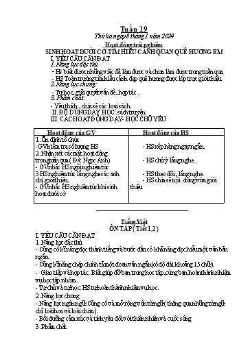 Kế hoạch bài dạy Toán + Tiếng Việt 1 - Tuần 19 - Năm học 2023-2024 - Phan Thị Minh Thư