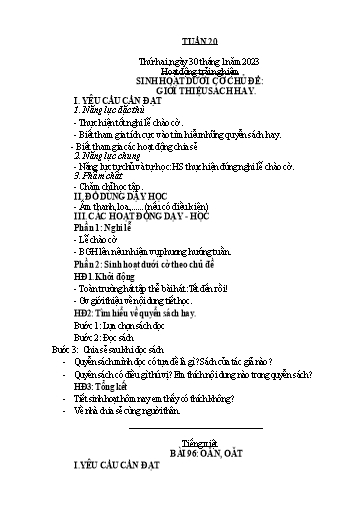 Kế hoạch bài dạy Toán + Tiếng Việt 1 - Tuần 20 - Năm học 2022-2023 - Phan Thị Tú Oanh