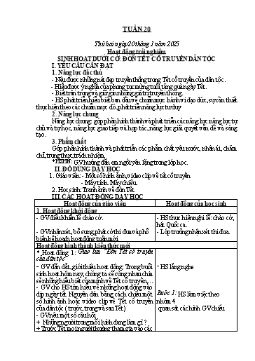Kế hoạch bài dạy Toán + Tiếng Việt 1 - Tuần 20 - Năm học 2024-2025 - Phan Thị Tú Oanh