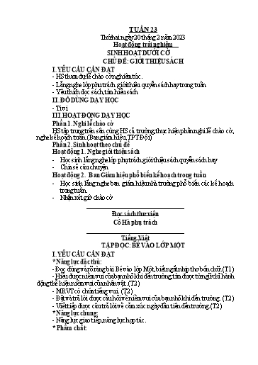 Kế hoạch bài dạy Toán + Tiếng Việt 1 - Tuần 23 - Năm học 2022-2023 - Phan Thị Minh Thư