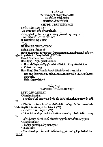Kế hoạch bài dạy Toán + Tiếng Việt 1 - Tuần 23 - Năm học 2022-2023 - Phan Thị Tú Oanh