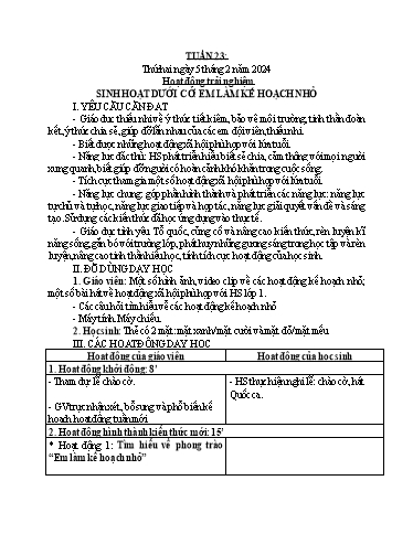 Kế hoạch bài dạy Toán + Tiếng Việt 1 - Tuần 23 - Năm học 2023-2024 - Phan Thị Minh Thư