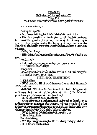 Kế hoạch bài dạy Toán + Tiếng Việt 1 - Tuần 25 - Năm học 2021-2022 - Phan Thị Tú Oanh