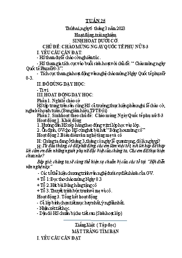 Kế hoạch bài dạy Toán + Tiếng Việt 1 - Tuần 25 - Năm học 2022-2023 - Phan Thị Tú Oanh