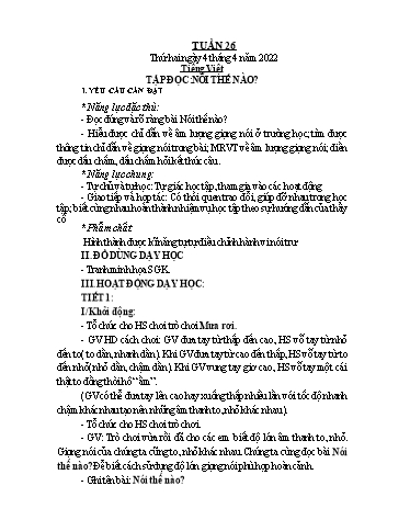 Kế hoạch bài dạy Toán + Tiếng Việt 1 - Tuần 26 - Năm học 2021-2022 - Phan Thị Tú Oanh