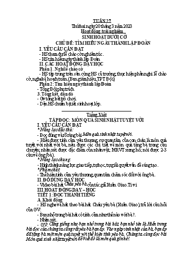 Kế hoạch bài dạy Toán + Tiếng Việt 1 - Tuần 27 - Năm học 2022-2023 - Phan Thị Tú Oanh