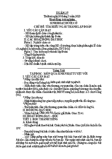 Kế hoạch bài dạy Toán + Tiếng Việt 1 - Tuần 27 - Năm học 2022-2023 - Phan Thị Minh Thư