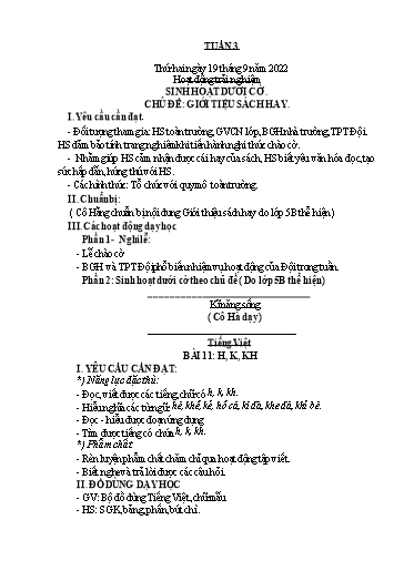 Kế hoạch bài dạy Toán + Tiếng Việt 1 - Tuần 3 - Năm học 2022-2023 - Phan Thị Minh Thư