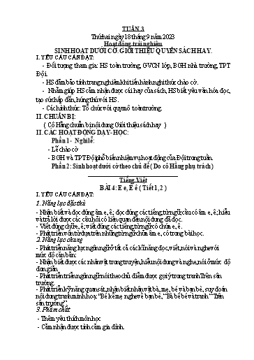 Kế hoạch bài dạy Toán + Tiếng Việt 1 - Tuần 3 - Năm học 2023-2024 - Phan Thị Minh Thư