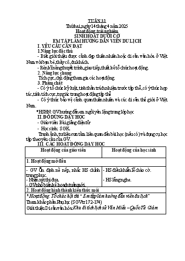 Kế hoạch bài dạy Toán + Tiếng Việt 1 - Tuần 31 - Năm học 2024-2025 - Phan Thị Tú Oanh