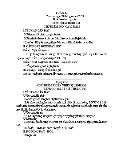 Kế hoạch bài dạy Toán + Tiếng Việt 1 - Tuần 32 - Năm học 2022-2023 - Phan Thị Tú Oanh