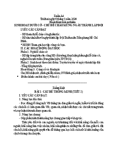 Kế hoạch bài dạy Toán + Tiếng Việt 1 - Tuần 34 - Năm học 2023-2024 - Phan Thị Tú Oanh