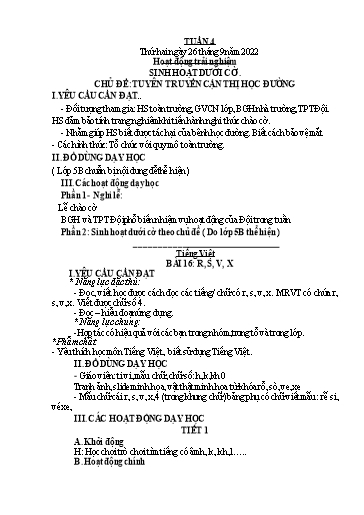 Kế hoạch bài dạy Toán + Tiếng Việt 1 - Tuần 4 - Năm học 2022-2023 - Phan Thị Tú Oanh