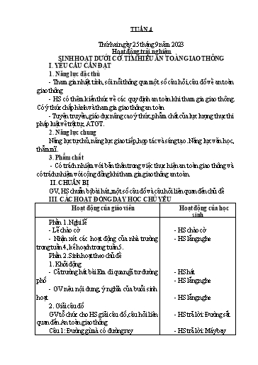Kế hoạch bài dạy Toán + Tiếng Việt 1 - Tuần 4 - Năm học 2023-2024 - Phan Thị Tú Oanh