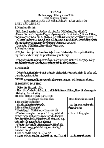 Kế hoạch bài dạy Toán + Tiếng Việt 1 - Tuần 4 - Năm học 2024-2025 - Phan Thị Tú Oanh