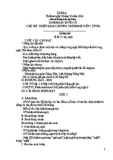 Kế hoạch bài dạy Toán + Tiếng Việt 1 - Tuần 5 - Năm học 2022-2023 - Phan Thị Tú Oanh