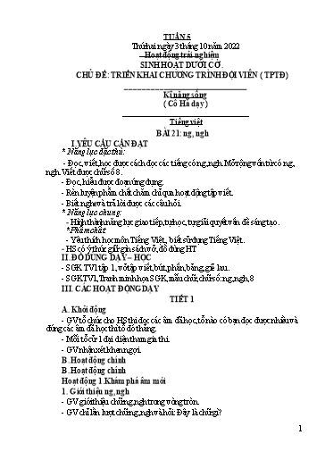 Kế hoạch bài dạy Toán + Tiếng Việt 1 - Tuần 5 - Năm học 2022-2023 - Phan Thị Minh Thư