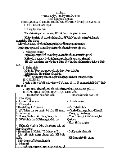 Kế hoạch bài dạy Toán + Tiếng Việt 1 - Tuần 7 - Năm học 2024-2025 - Phan Thị Tú Oanh